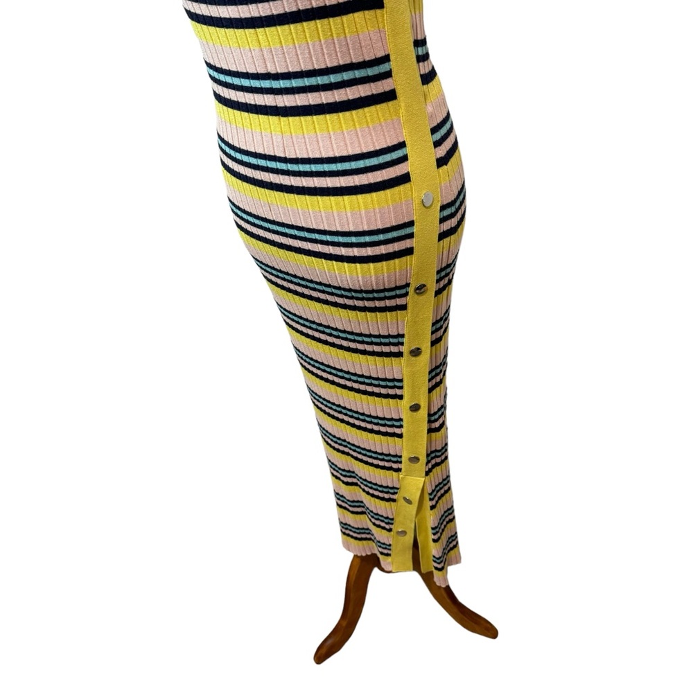 525 America Pink Snap Rib Dress Midi Yellow Size Medium - Picture 4 of 8